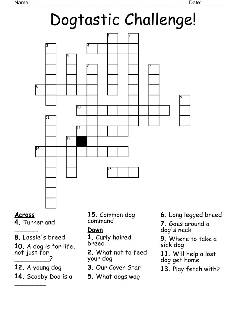 Dogtastic Challenge Crossword WordMint