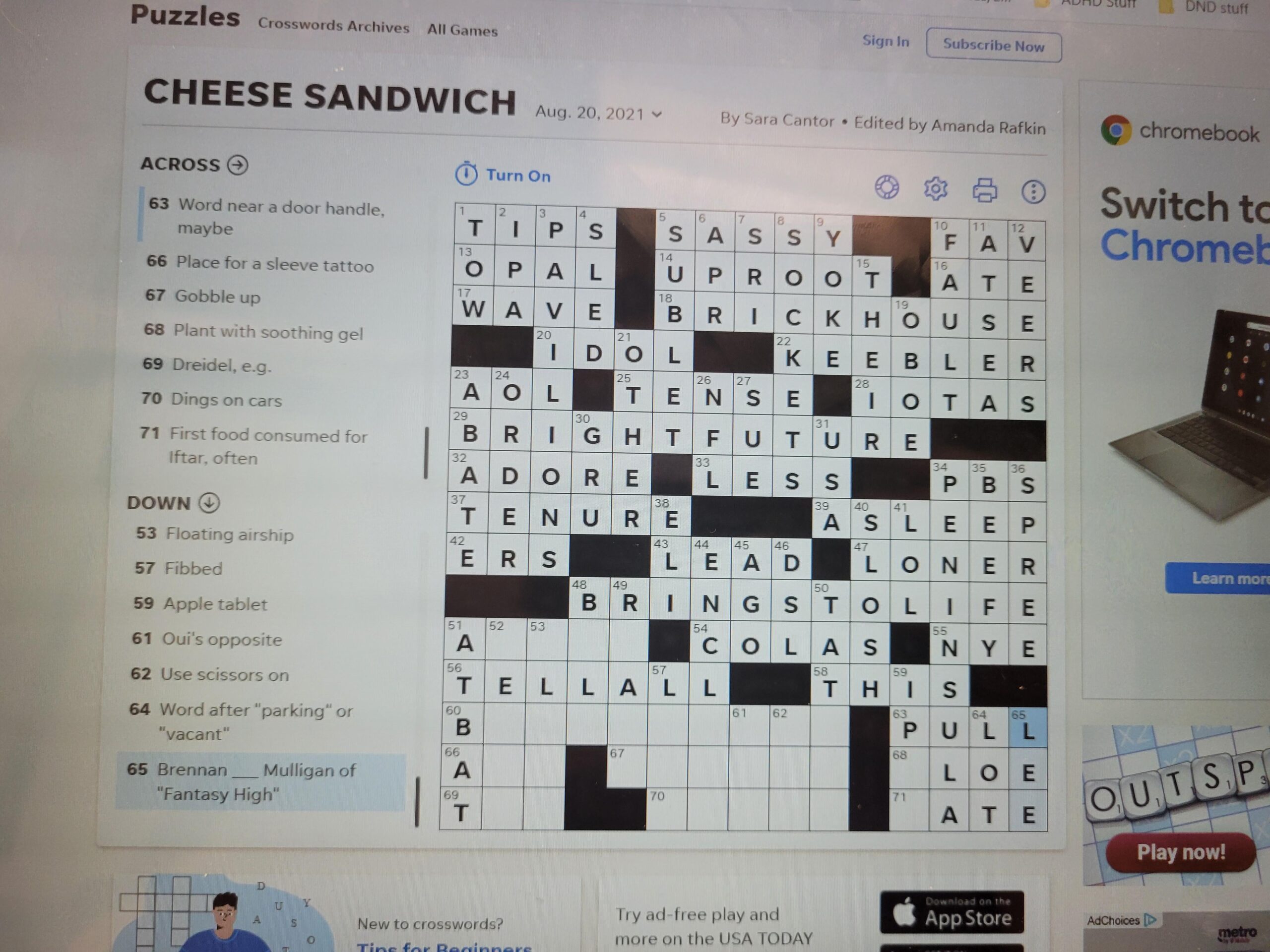 Doing The USA Today Crossword Online And Found An Easy Clue R Dimension20