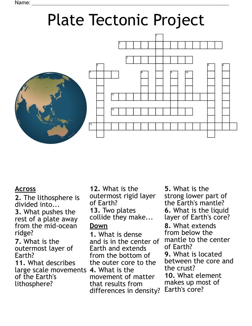 Earth Science Crossword WordMint