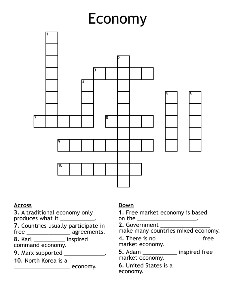 Economy Crossword WordMint