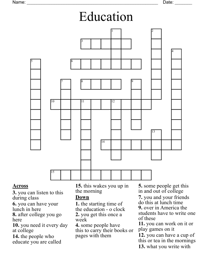 Education Crossword WordMint