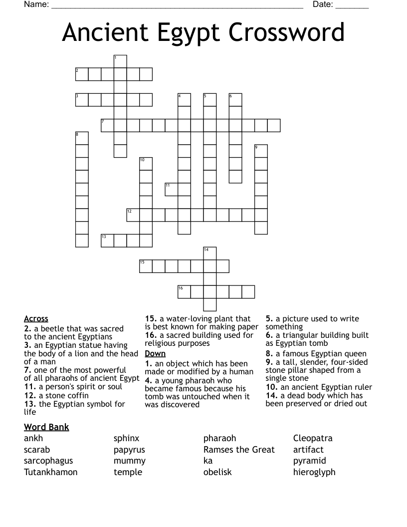Egyptian Crossword WordMint