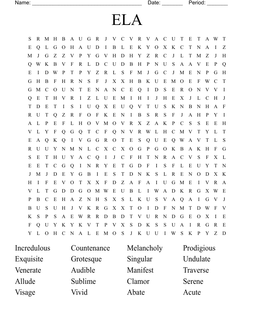 ELA Word Search WordMint