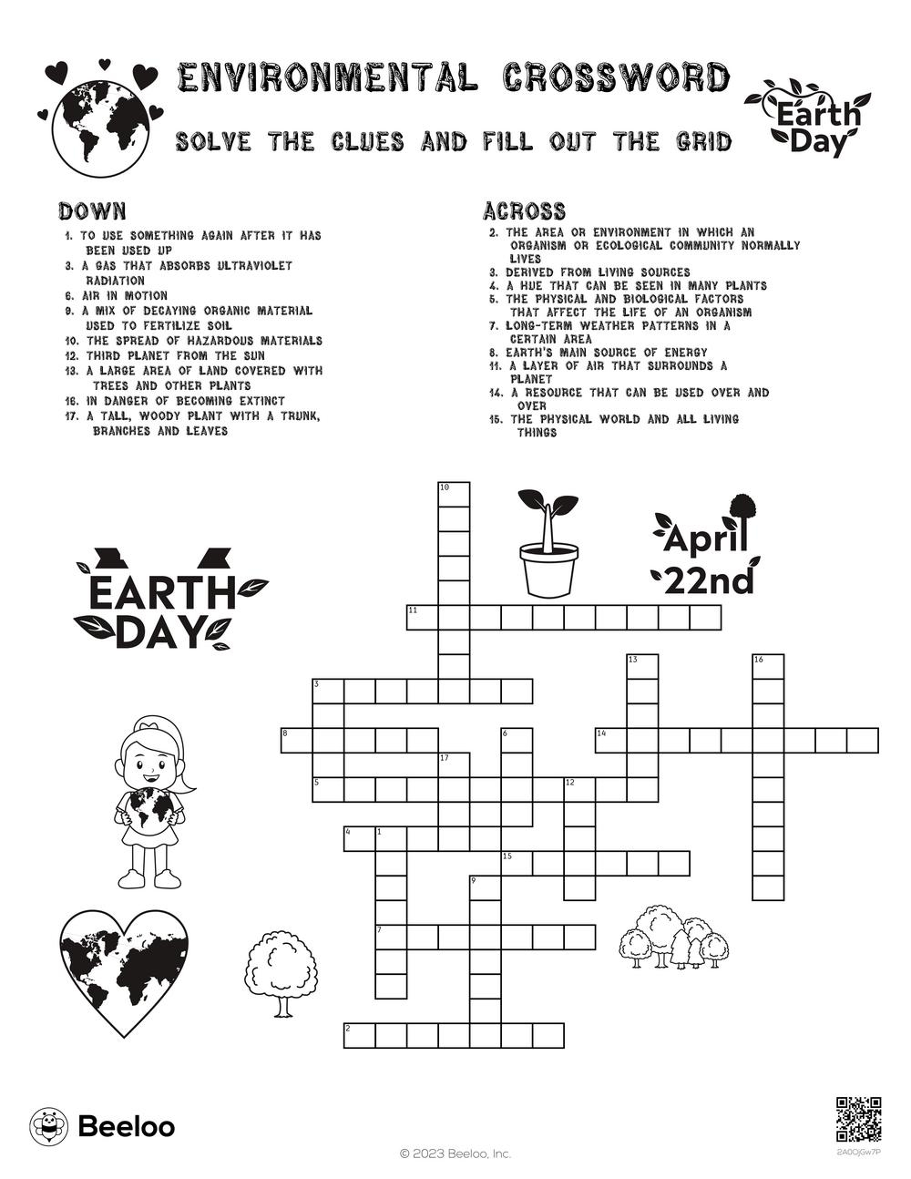 Environmental Crossword Beeloo Printable Crafts And Activities For Kids