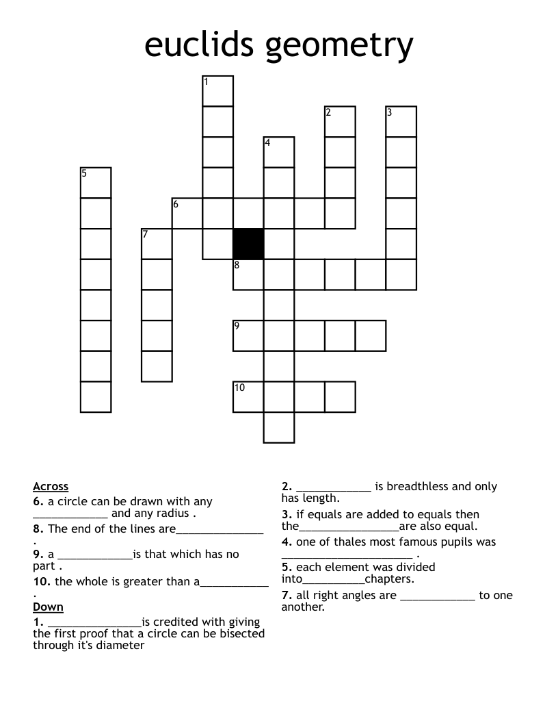 Euclids Geometry Crossword WordMint