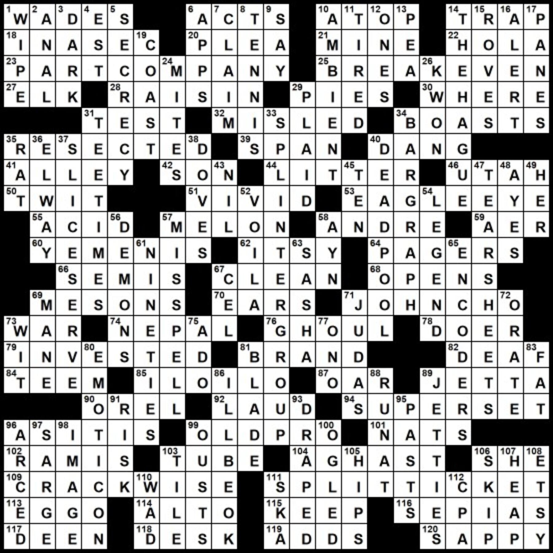 Evan Birnholz s Guide To The June 25 Post Magazine Crossword Divide And Conquer The Washington Post