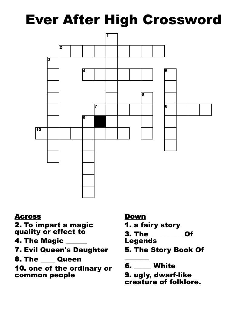 Ever After High Crossword WordMint