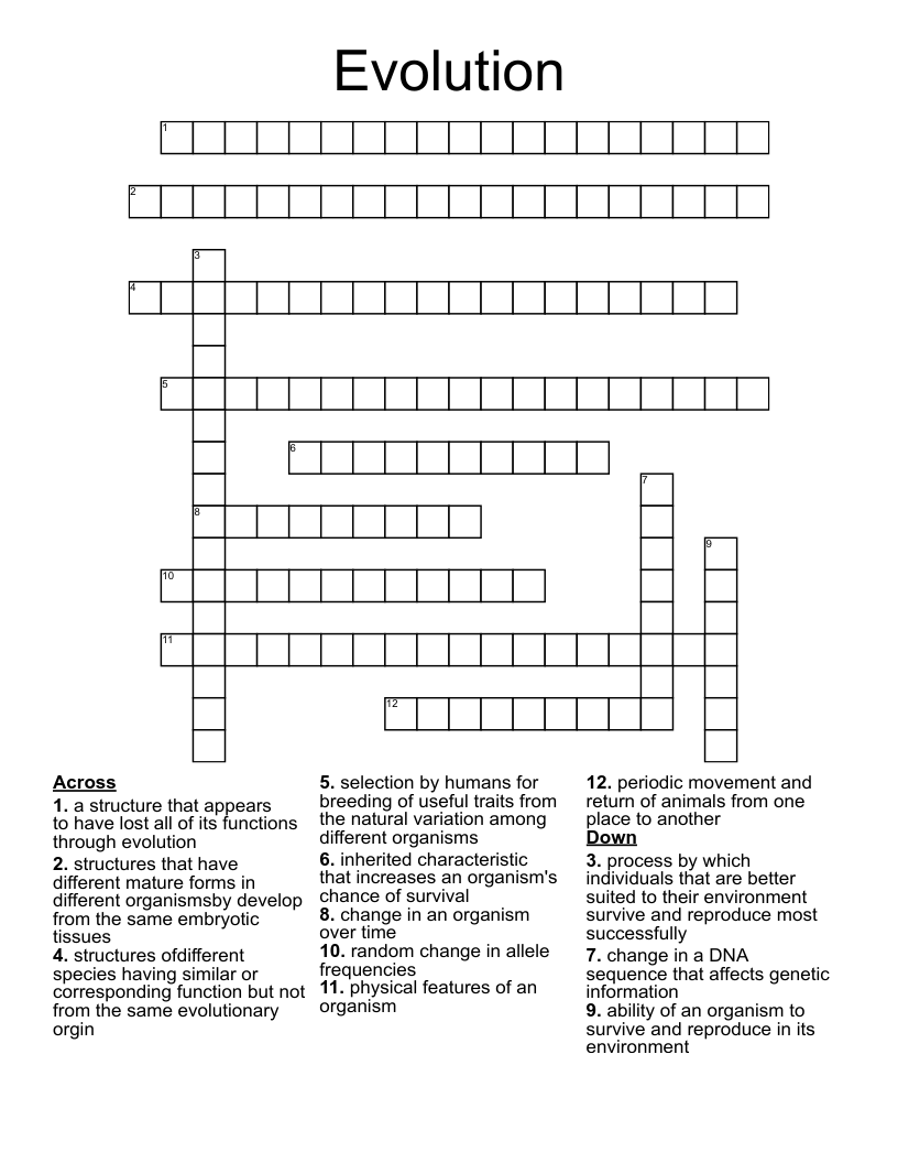 Evolution Crossword WordMint