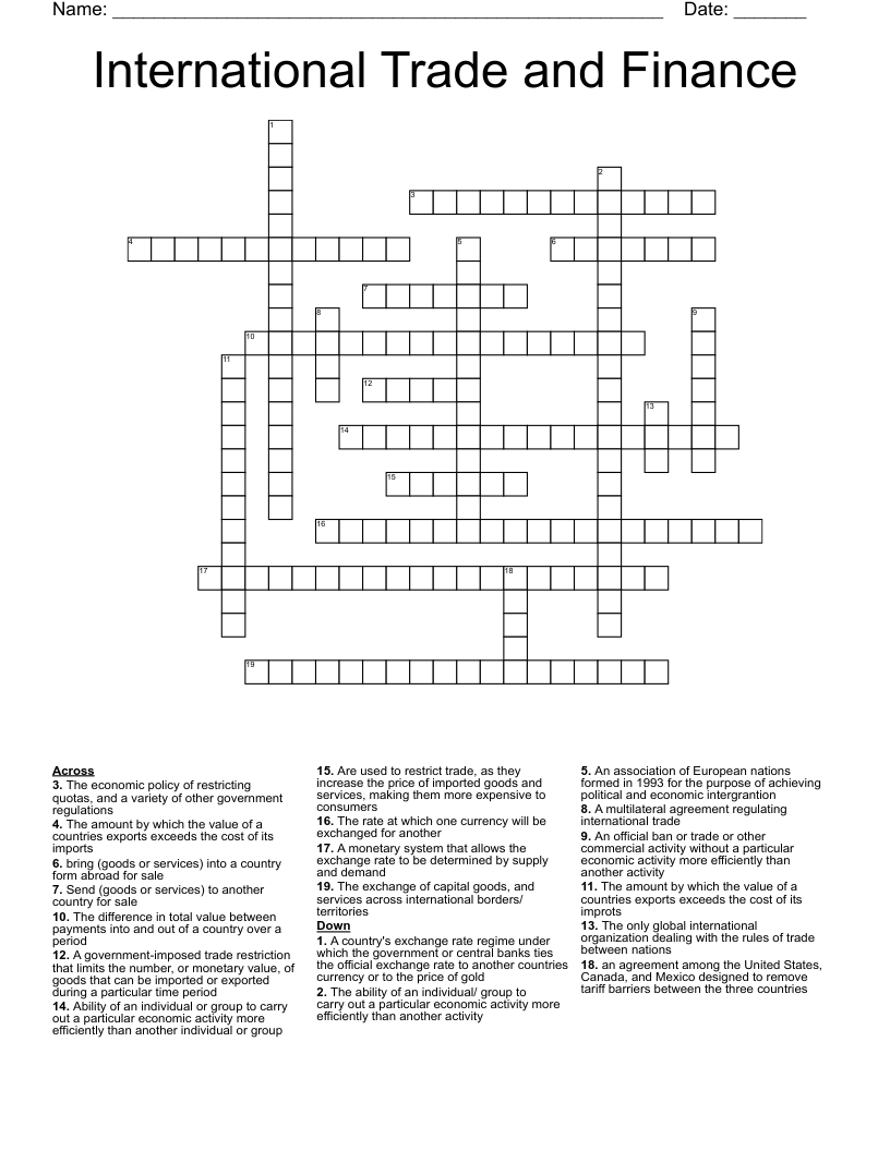 Exchange Rate Crossword WordMint