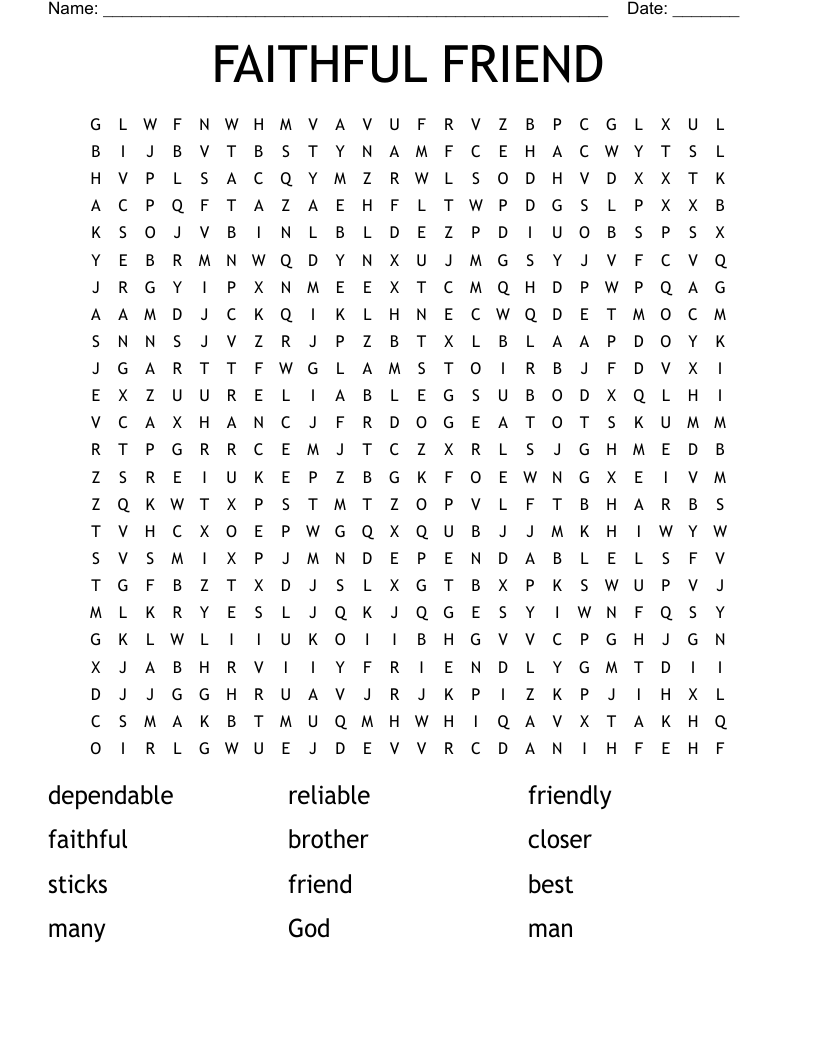 FAITHFUL FRIEND Word Search WordMint