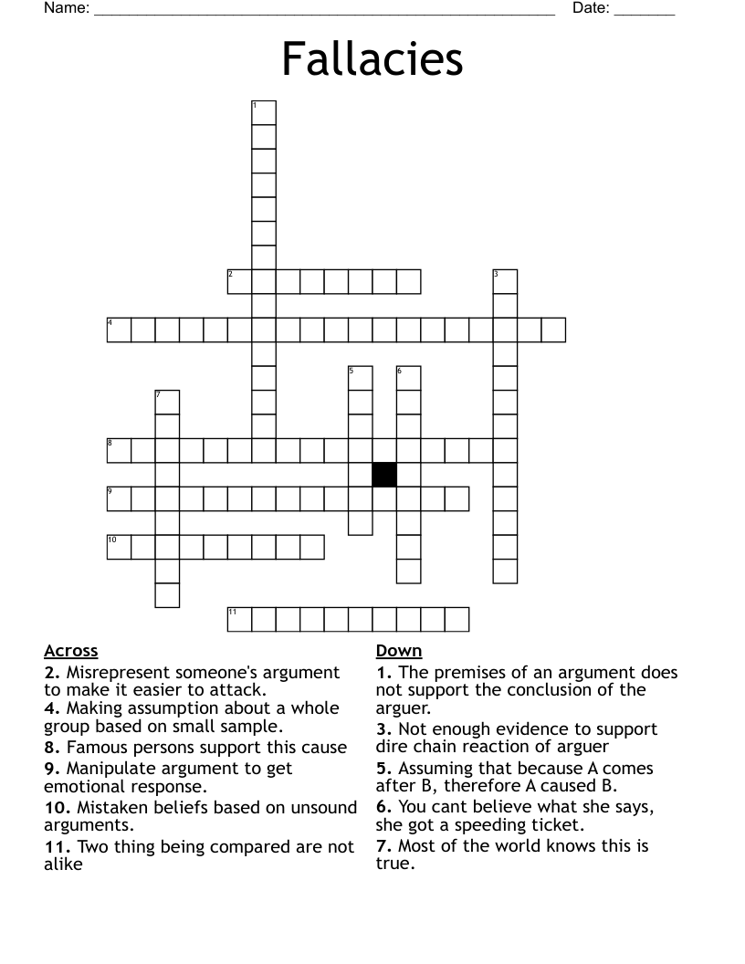 Fallacies Crossword WordMint