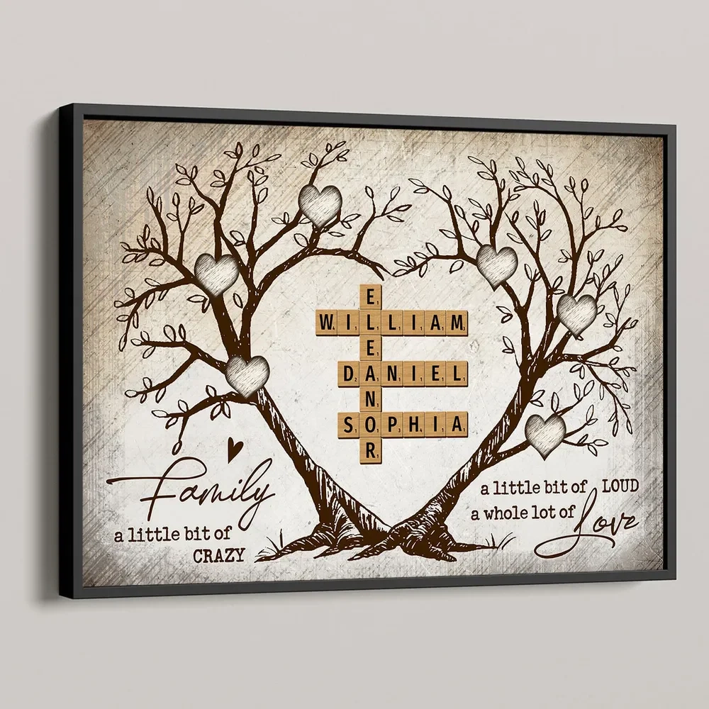 Family Heart Tree Crossword Puzzle Personalized Horizontal Canvas Pr Suzitee Store