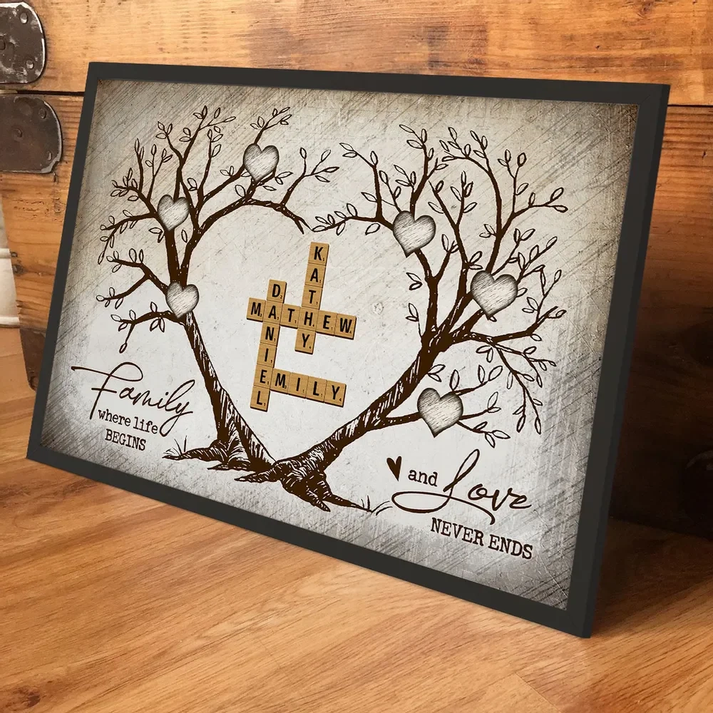 Family Heart Tree Crossword Puzzle Personalized Horizontal Canvas Pr Suzitee Store