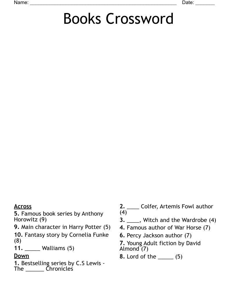 Famous Authors Word Search WordMint