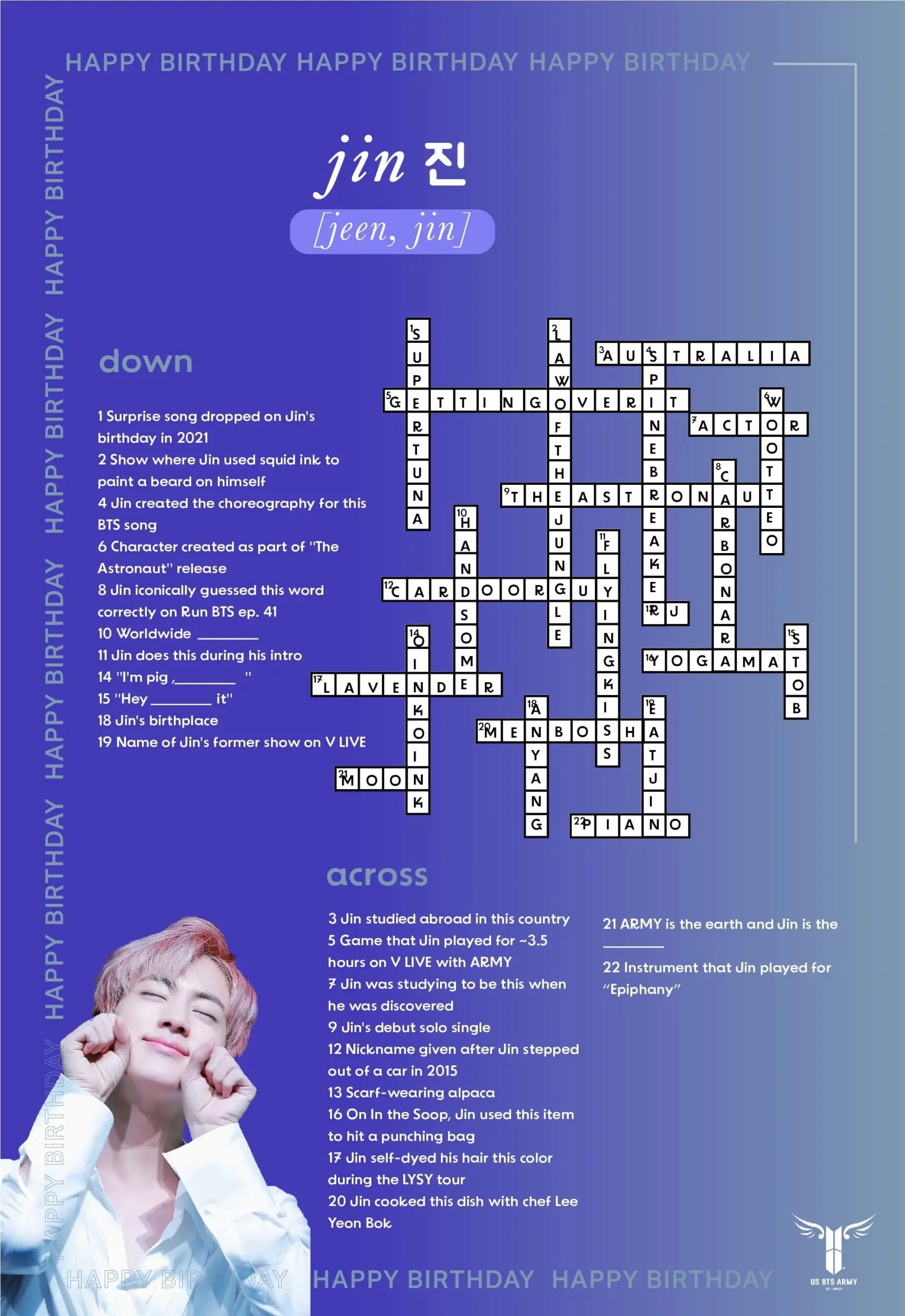 FAN EVENT Jin Crossword Puzzle Event US BTS ARMY