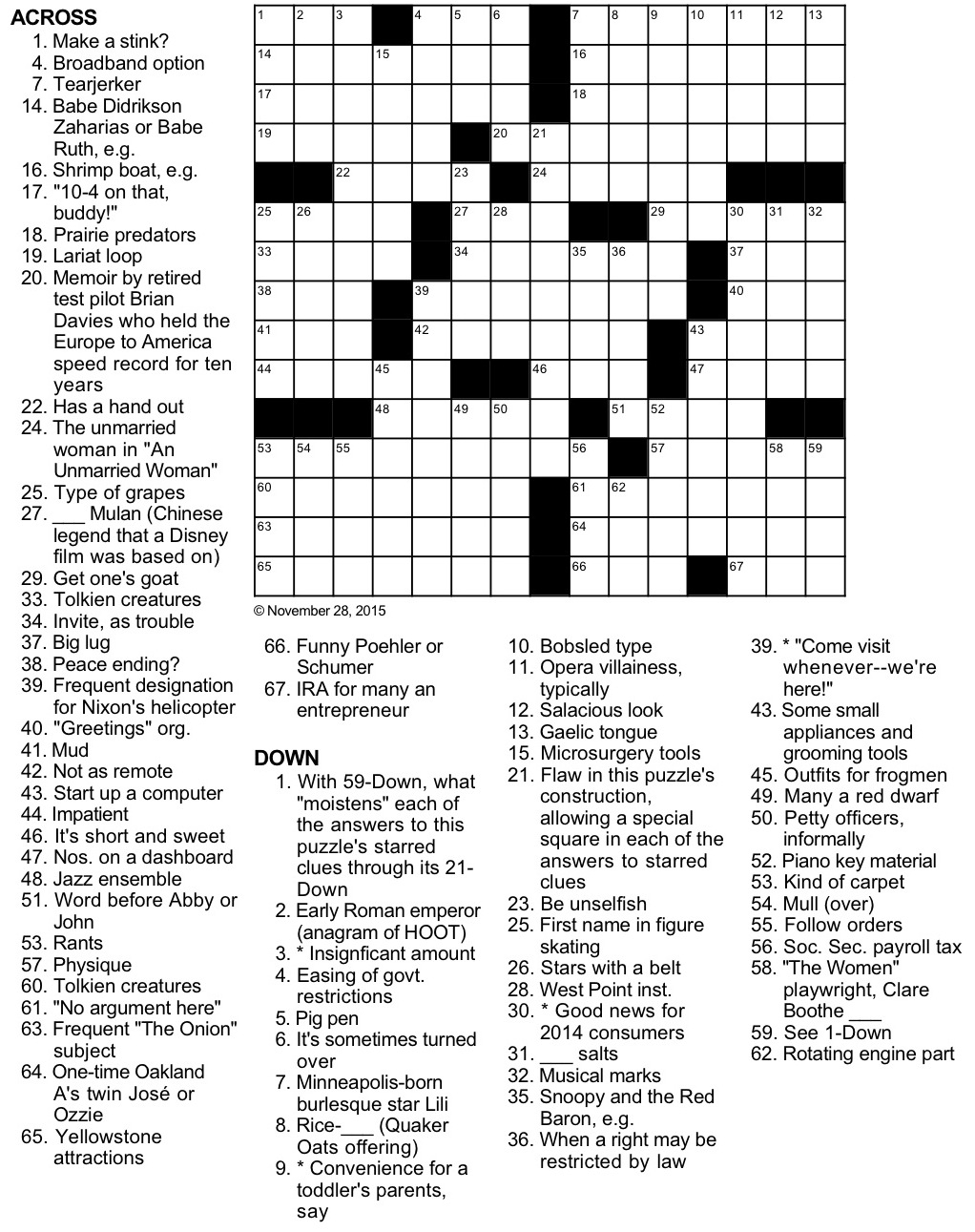 Faulty Construction Crossword Puzzle