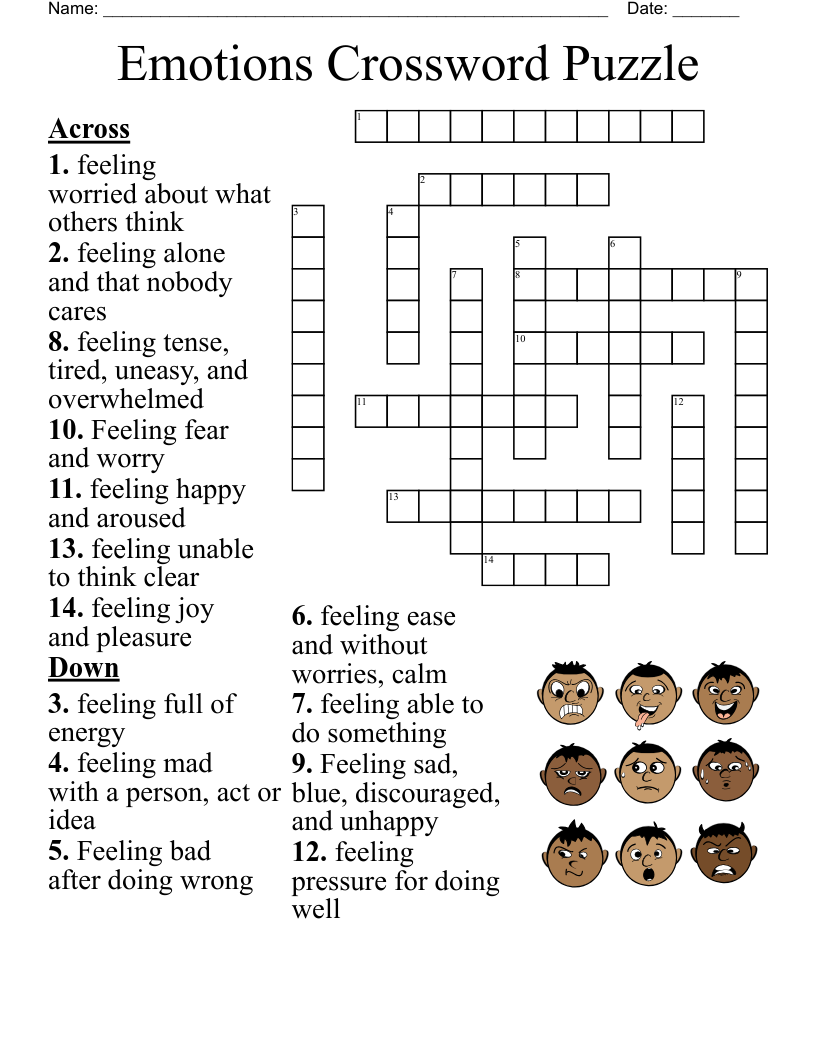 Feelings And Emotions Crossword WordMint