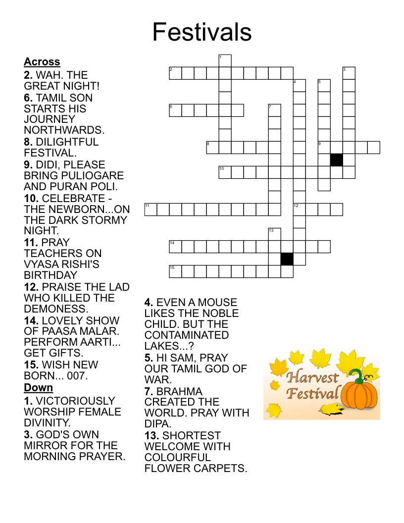 Festivals And Theaters Crossword WordMint
