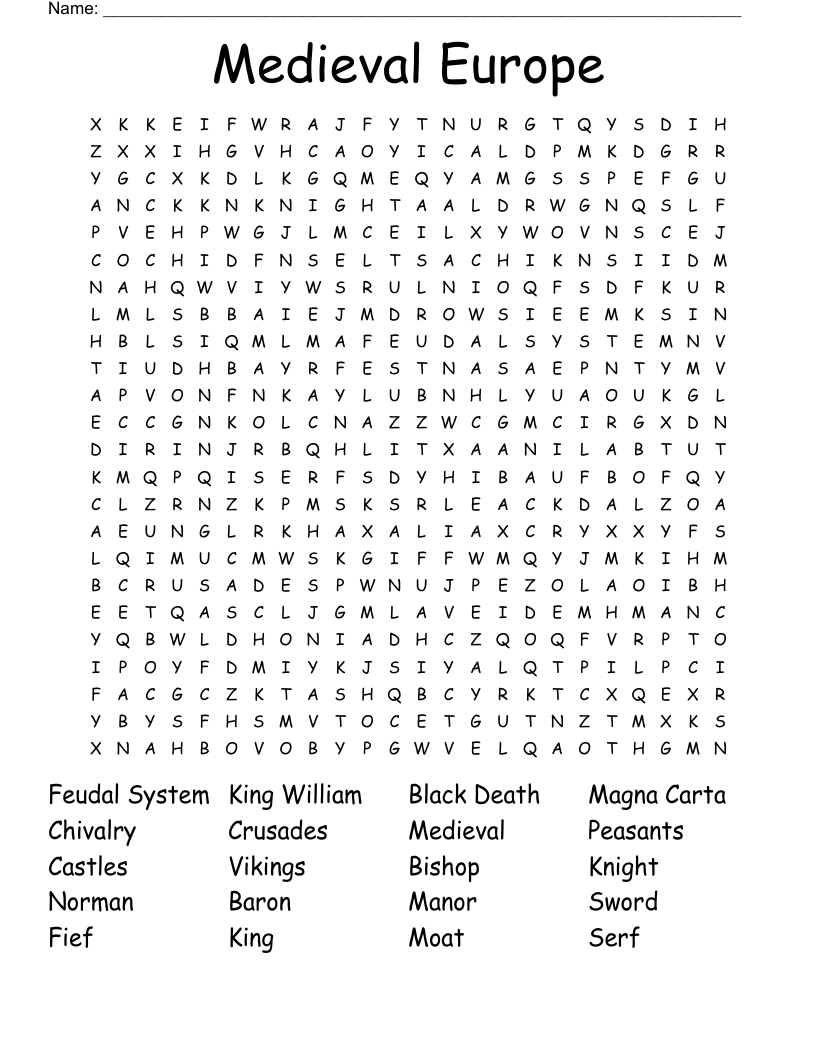 Feudal System Word Search WordMint Feudal System Word Search WordMint