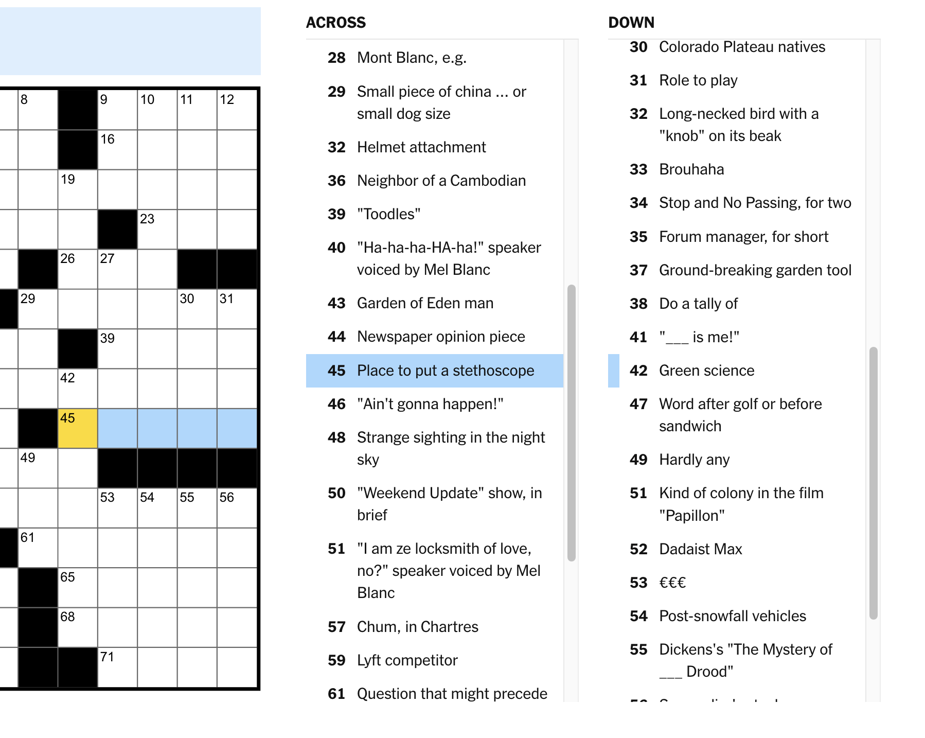 Fixed Clue Centering In NYT Crosswords Now It s Easier To See Surrounding Clues R crossword