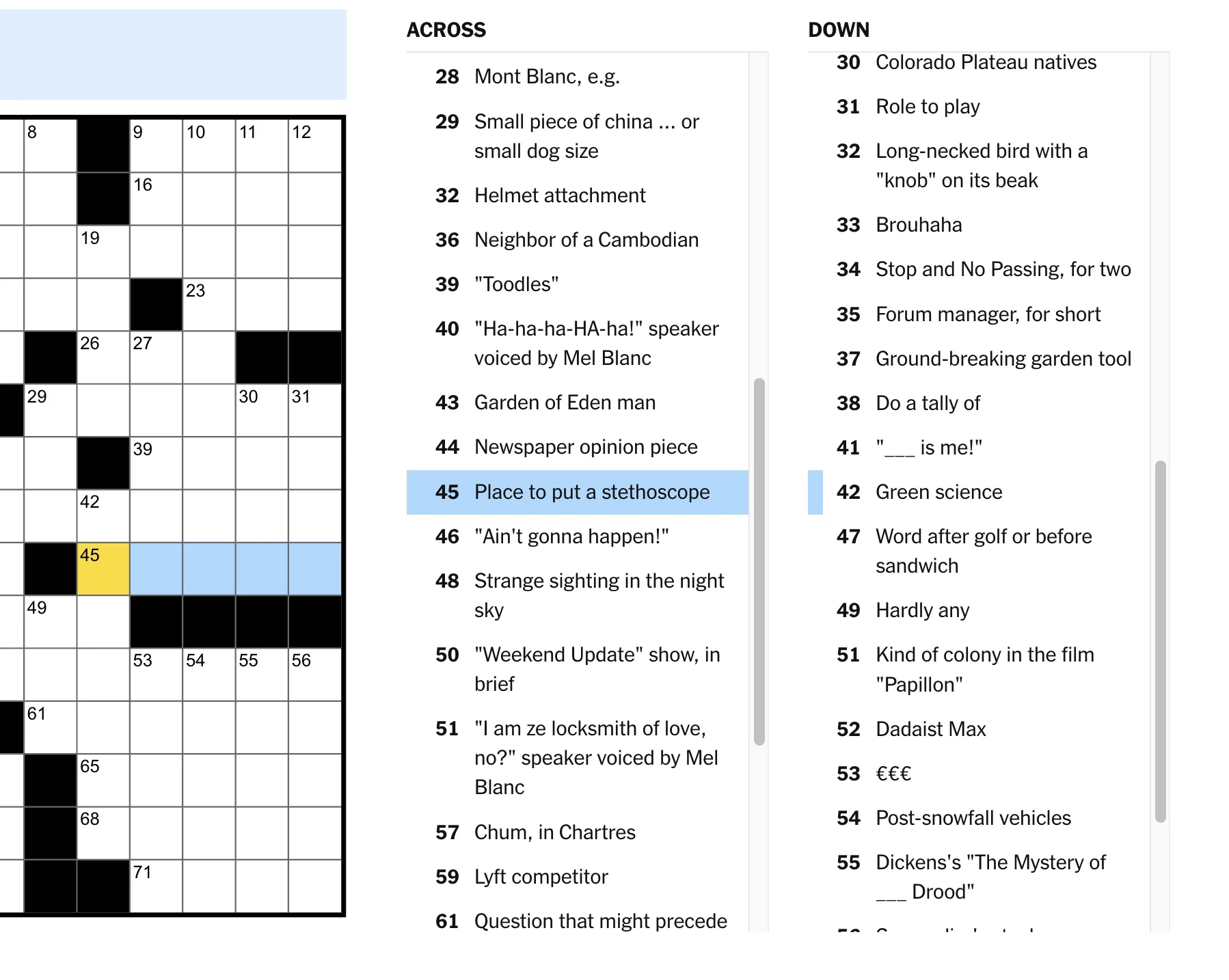 Fixed Clue Centering In NYT Crosswords Now It s Easier To See Surrounding Clues R crossword