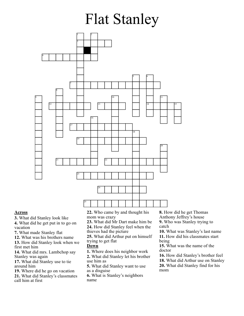 Flat Stanley Crossword WordMint