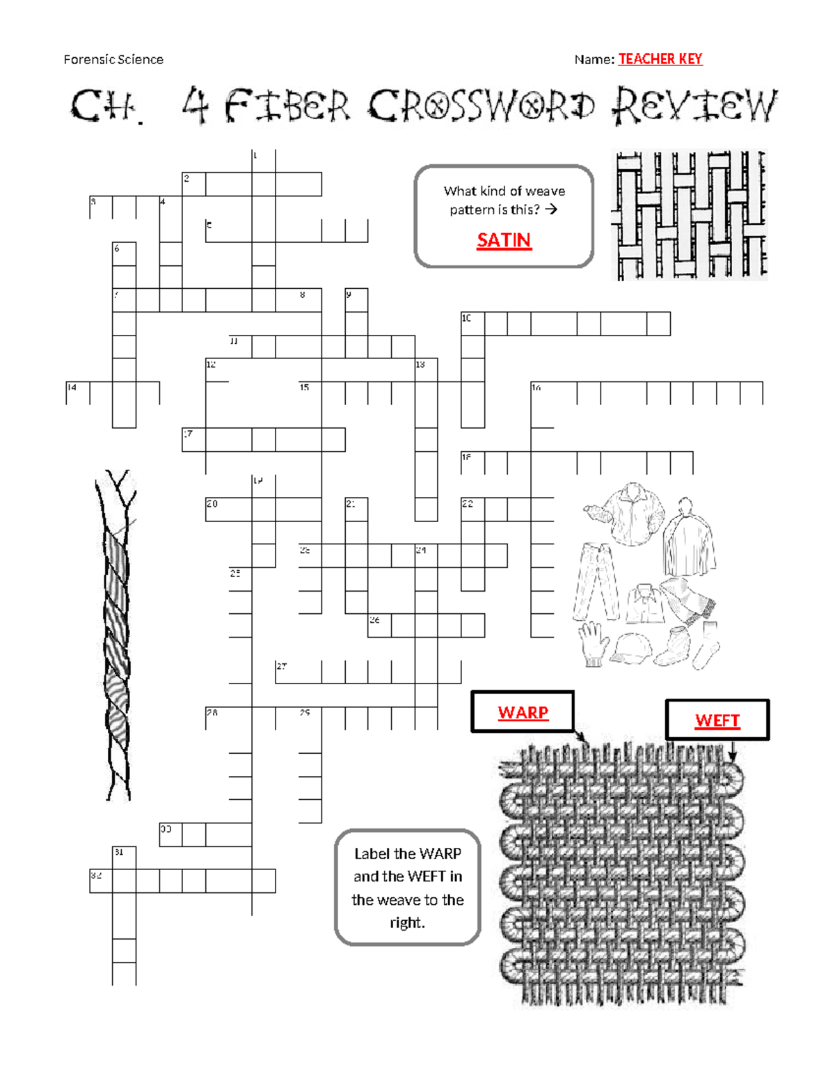 Forensic Science Ch 4 Crossword Worksheet Teacher Key Studocu