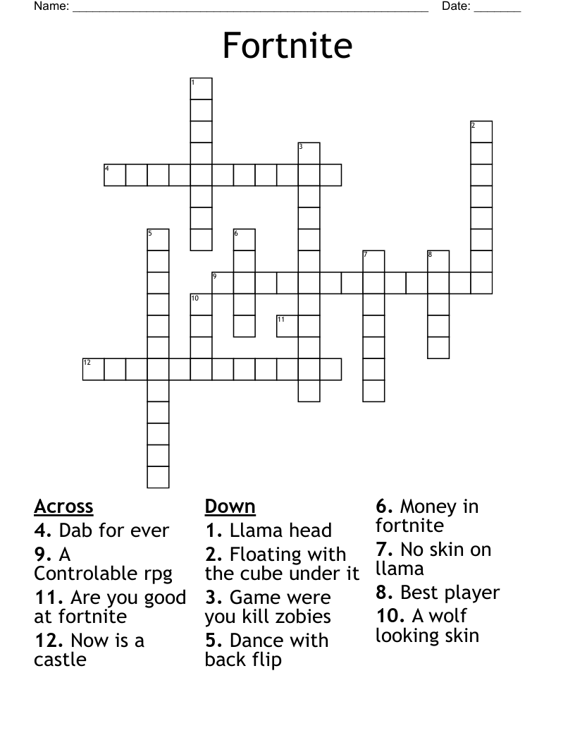 Fortnite Crossword WordMint