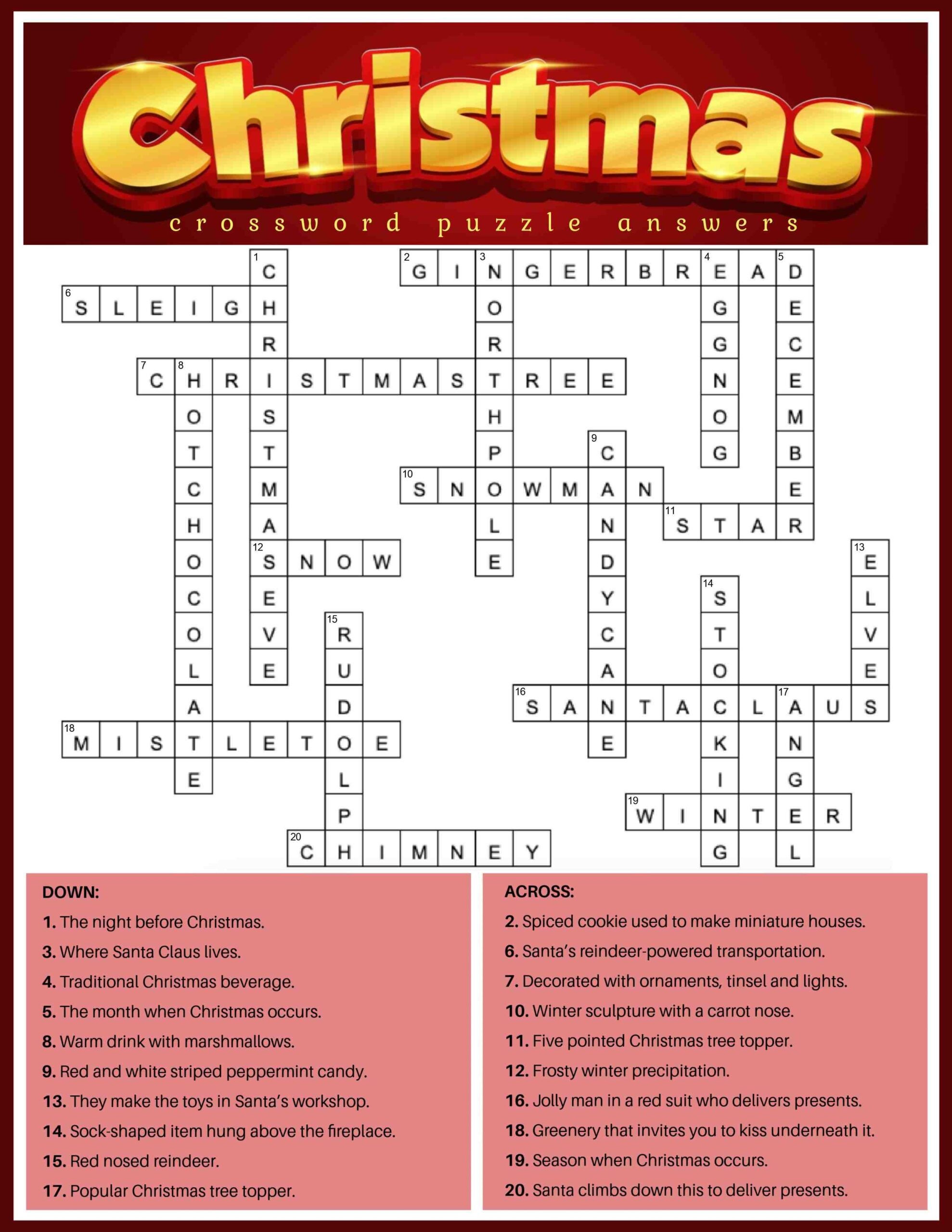 Free Christmas Crossword Puzzle Printable PDF JPG Free Christmas Crossword Puzzle Printable PDF JPG