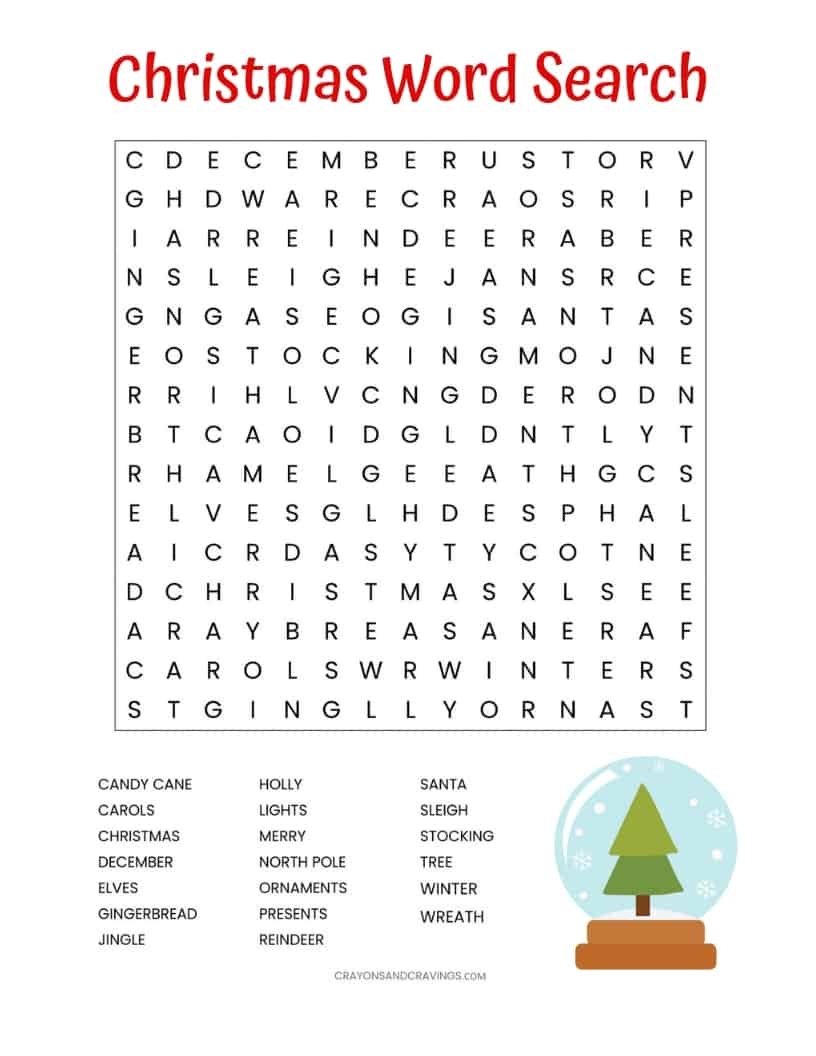 Free Christmas Word Search Printable For Kids Or Adults PDF 