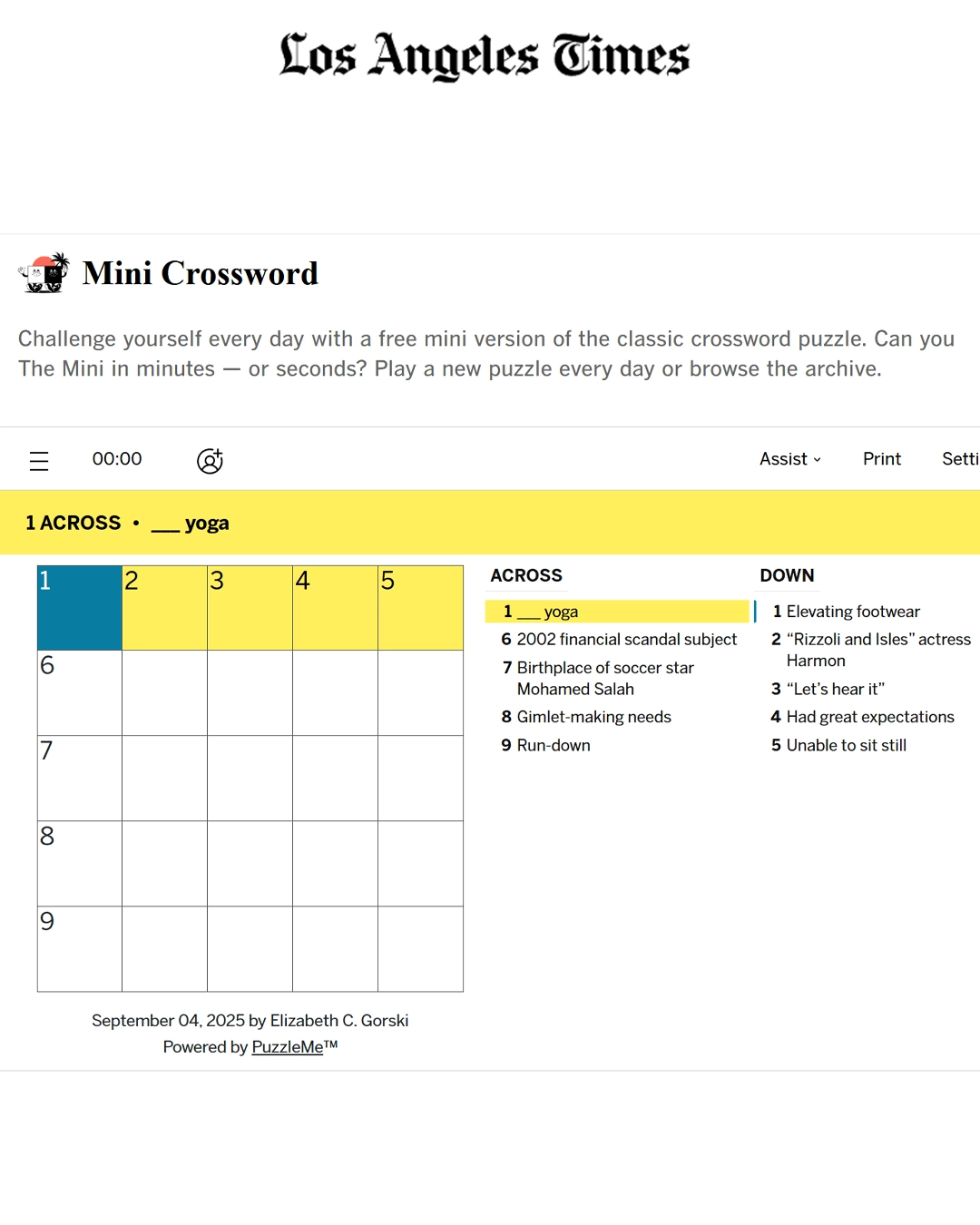 Free Mini Crossword Puzzles Daily Archive Playlin