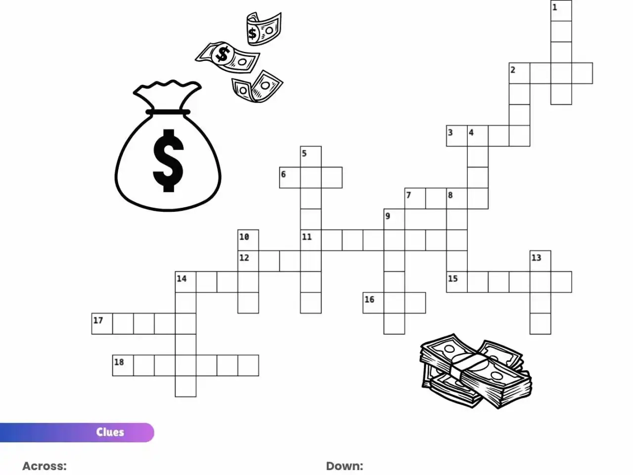 Free Money Currency Crossword Puzzle Printable Learning Fun Help My Kids Are Bored