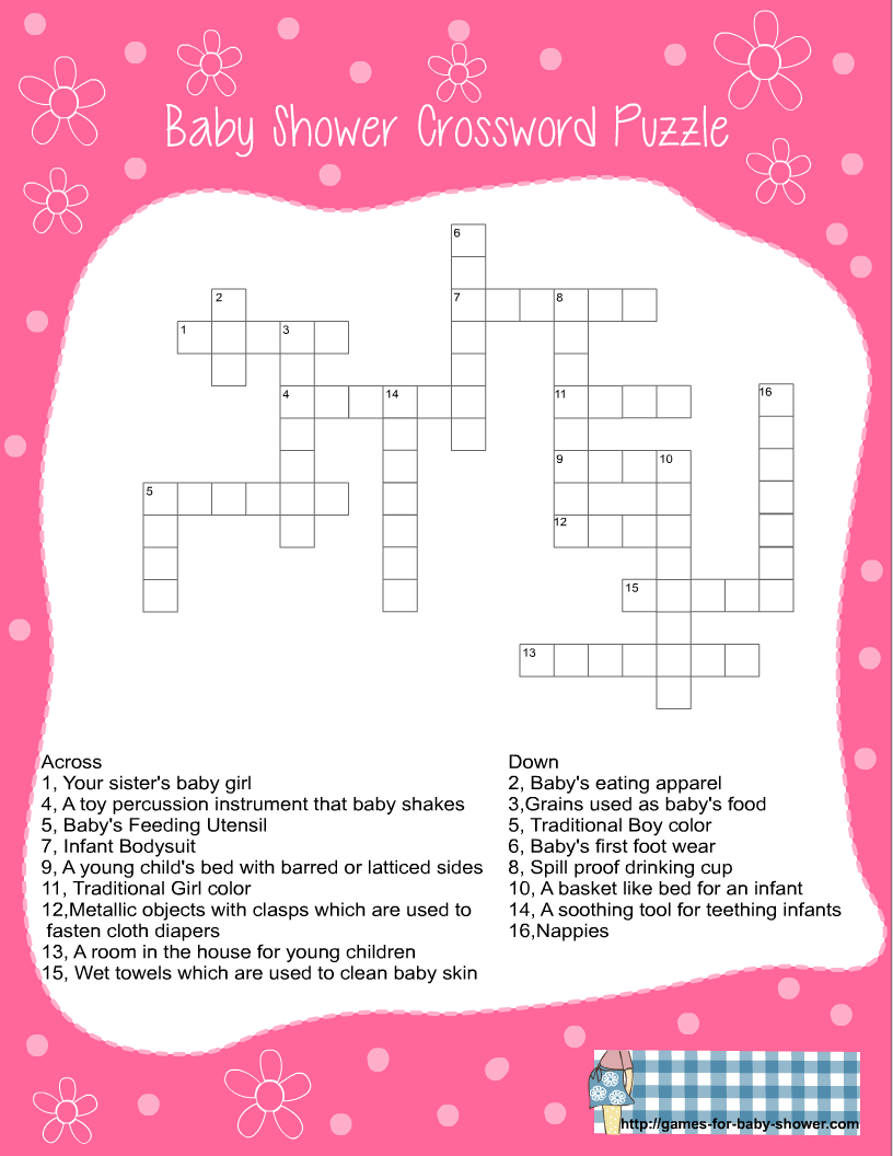 Free Printable Baby Shower Crossword Puzzle Game Free Printable Baby Shower Crossword Puzzle Game