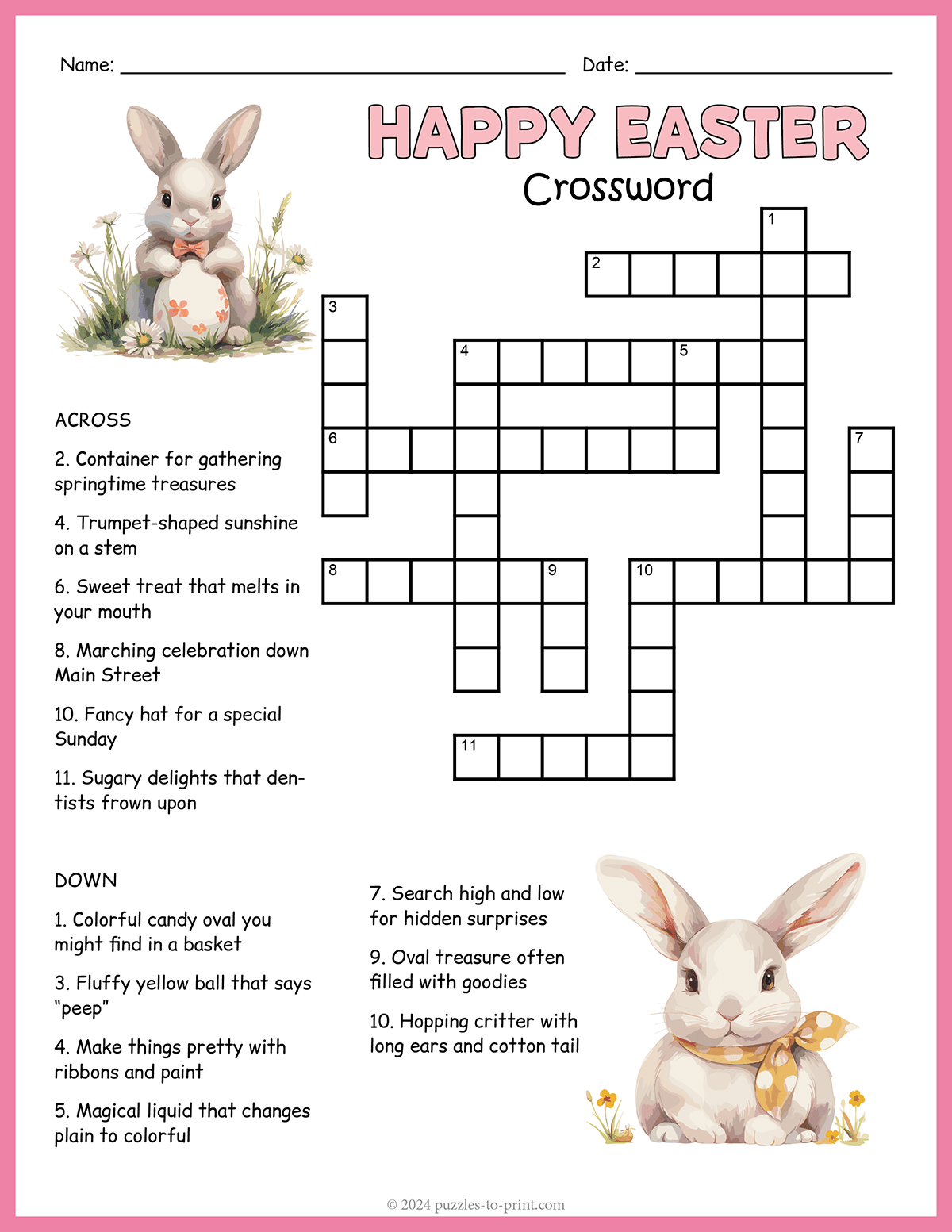 Free Printable Easter Crossword Puzzle