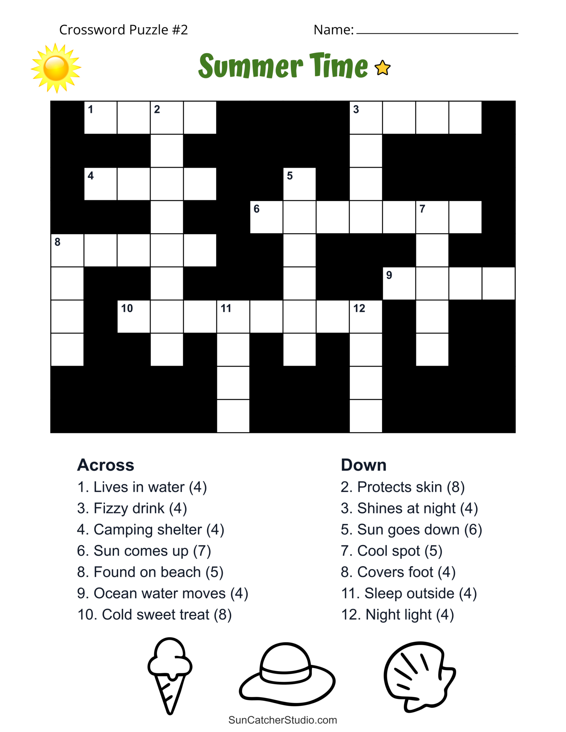 Free Printable Summer Crossword Puzzles Easy To Hard Free Printables Lettering SVG Files Tools Apps