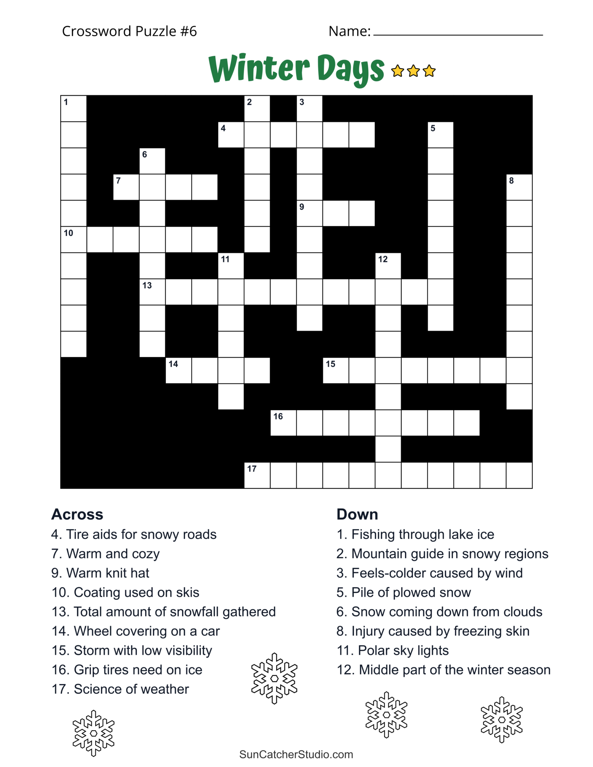 Free Printable Winter Crossword Puzzles Easy To Hard Free Printables Lettering SVG Files Tools Apps