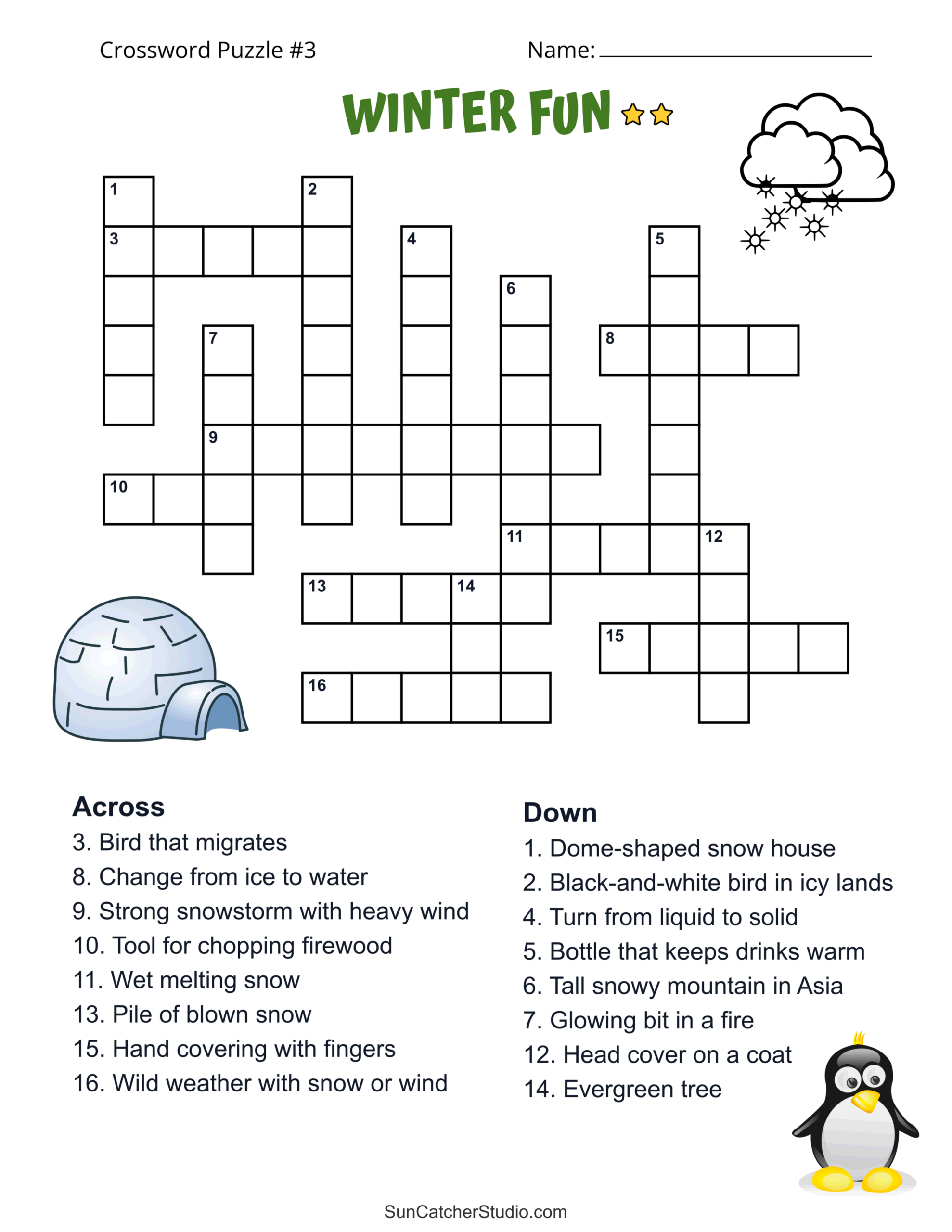 Free Printable Winter Crossword Puzzles Easy To Hard Free Printables Lettering SVG Files Tools Apps
