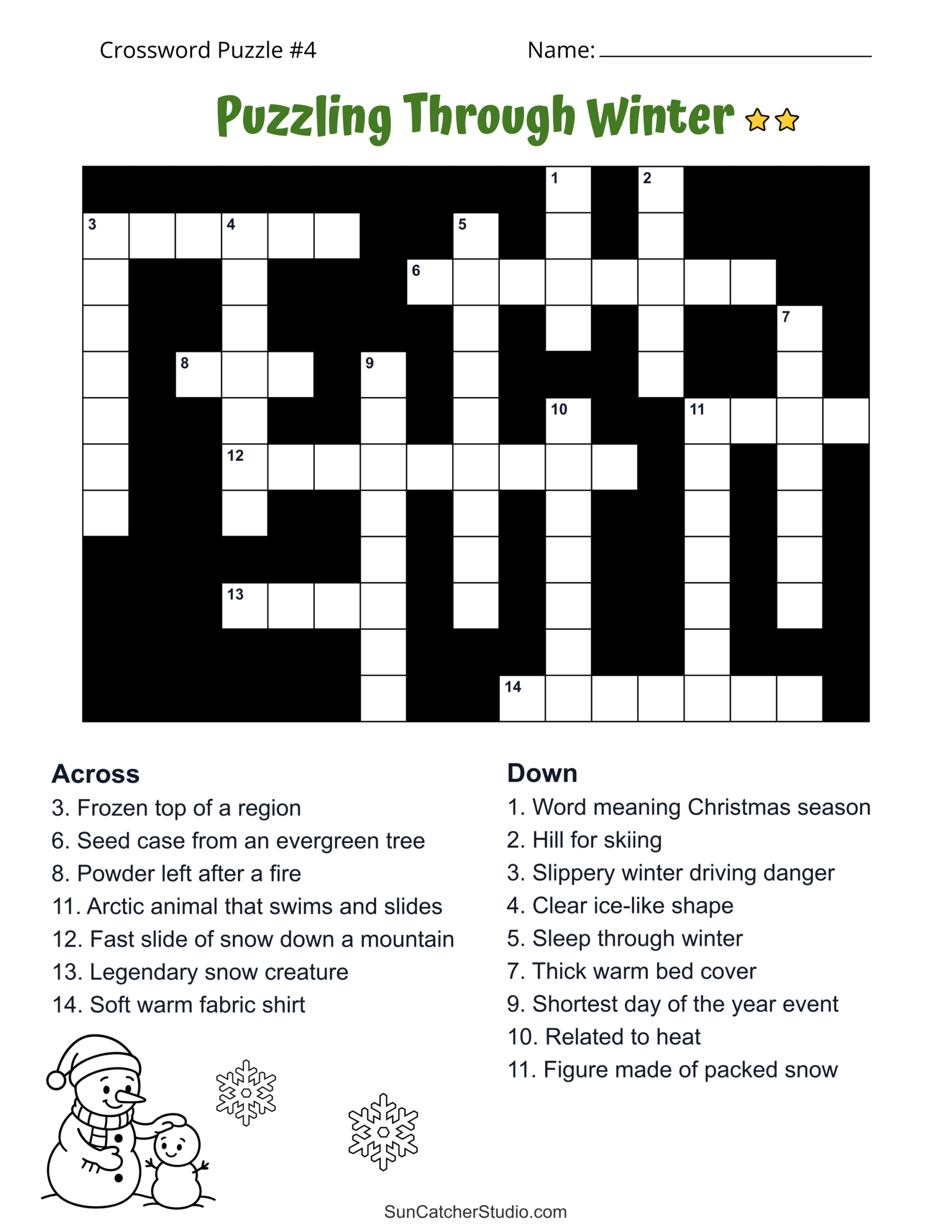 Free Printable Winter Crossword Puzzles Easy To Hard Free Printables Lettering SVG Files Tools Apps