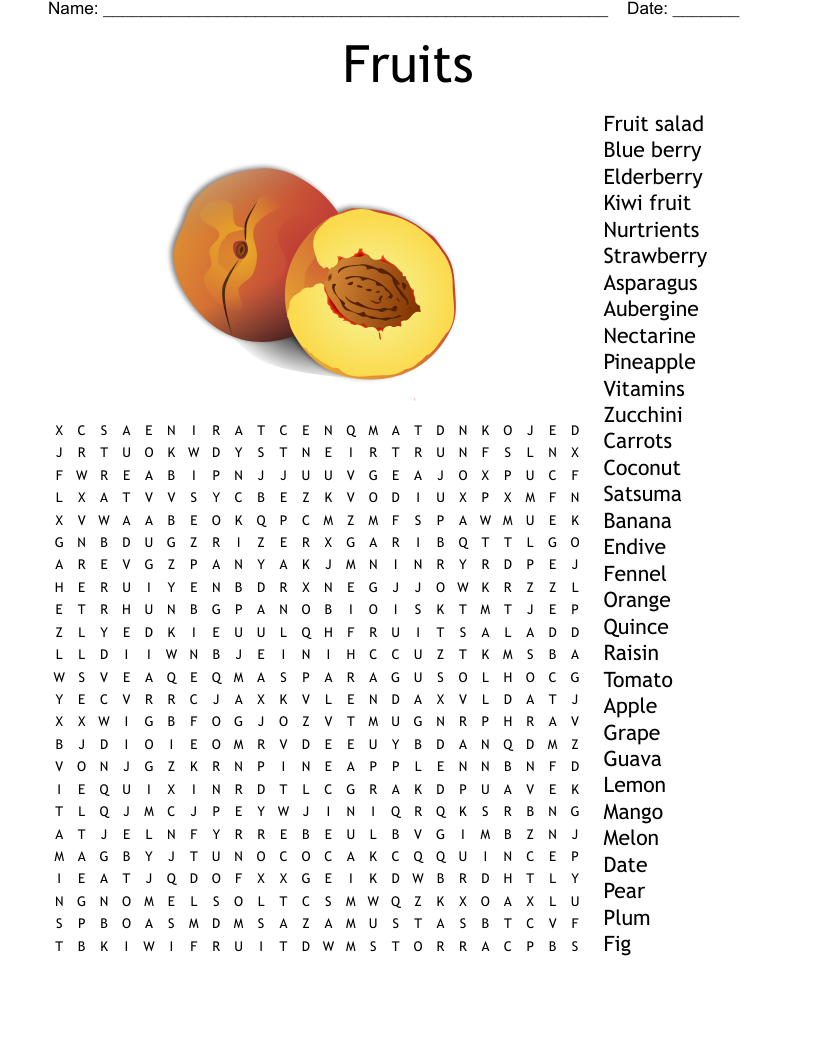Fruit Crossword WordMint
