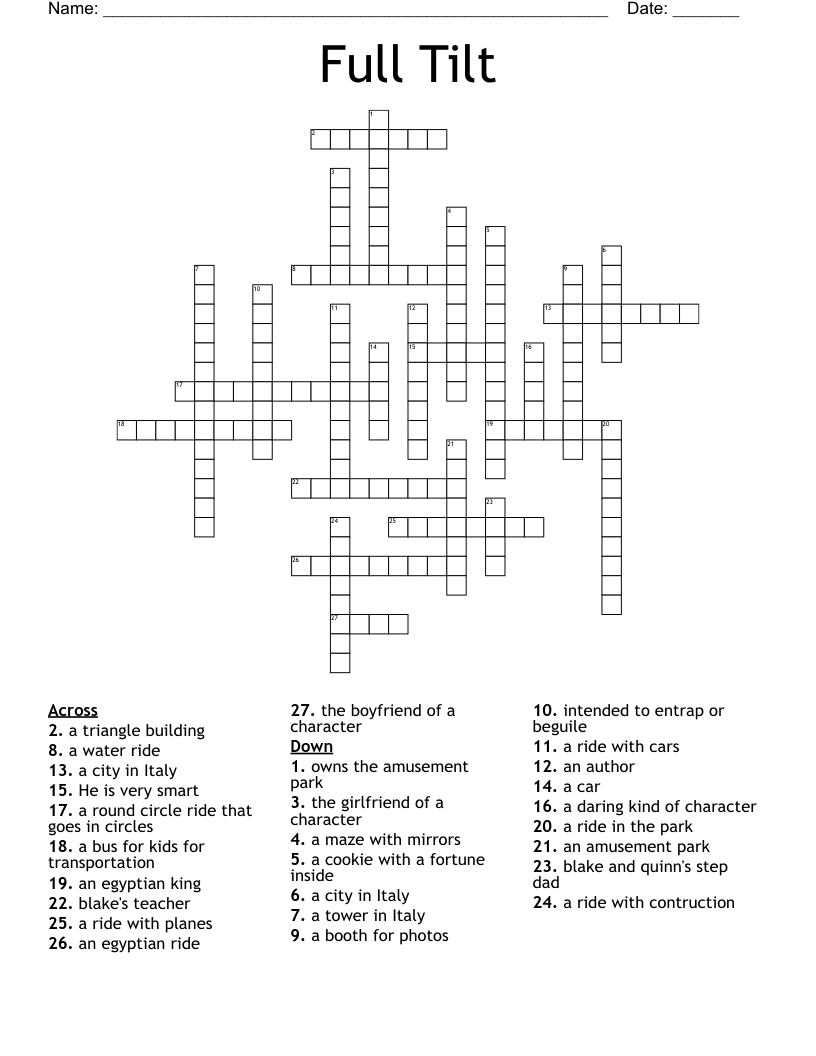 Full Tilt Crossword WordMint