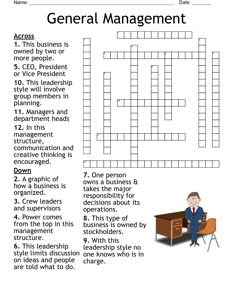 General Management Crossword WordMint