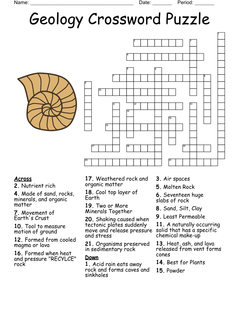 Geology Crossword Puzzle WordMint Geology Crossword Puzzle WordMint