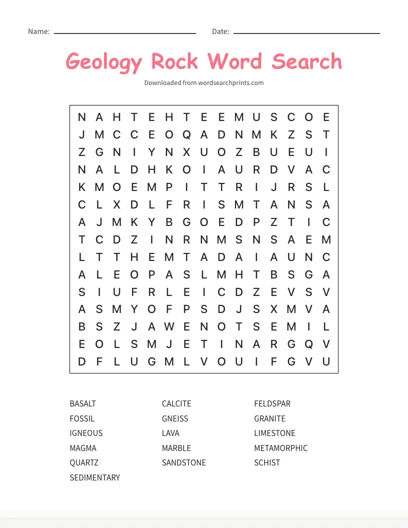 Geology Word Search Puzzles Word Search Geology Word Search Puzzles Word Search
