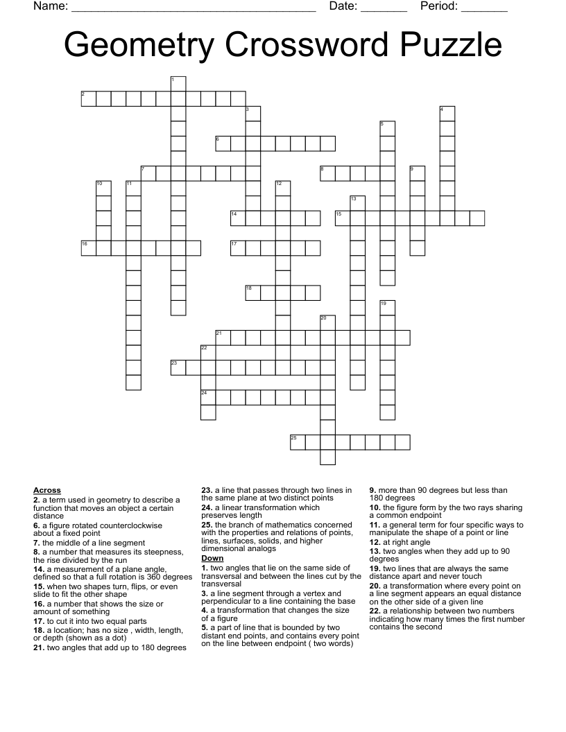 Geometry Crossword Puzzle WordMint