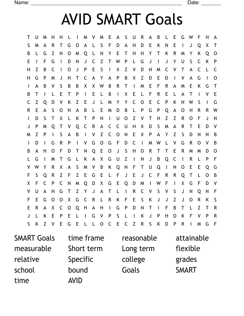 Goals Crossword WordMint