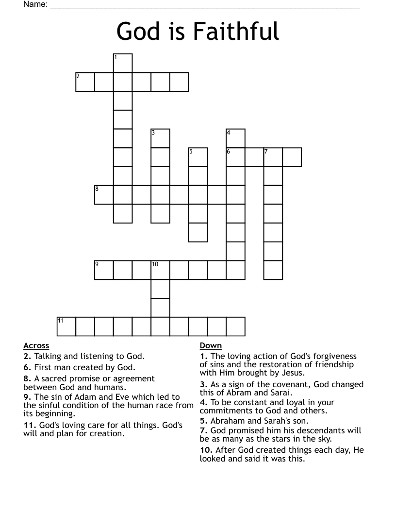 God Is Faithful Crossword WordMint