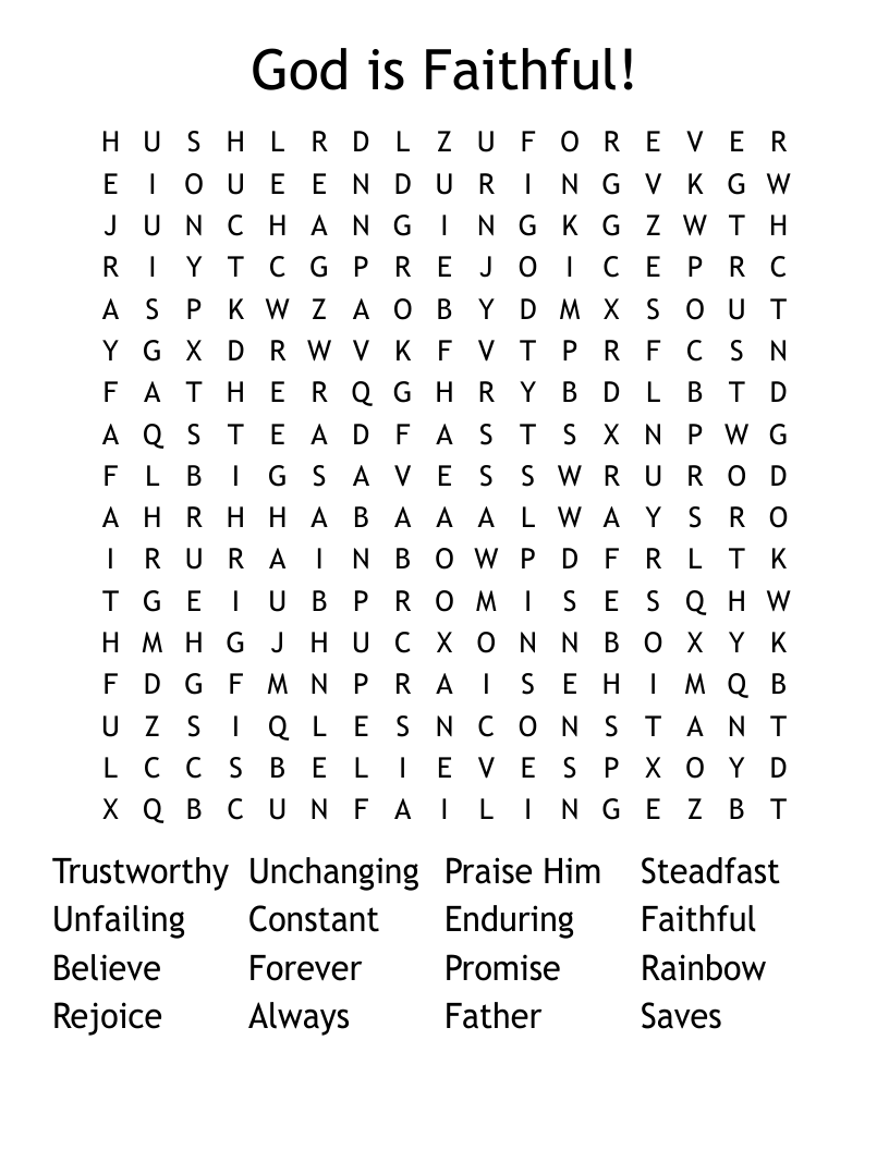 God Is Faithful Word Search WordMint