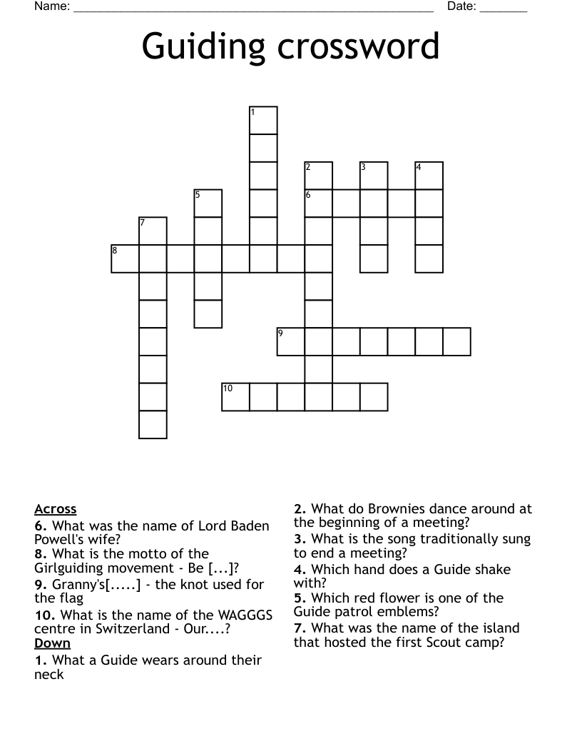 Guiding Crossword WordMint