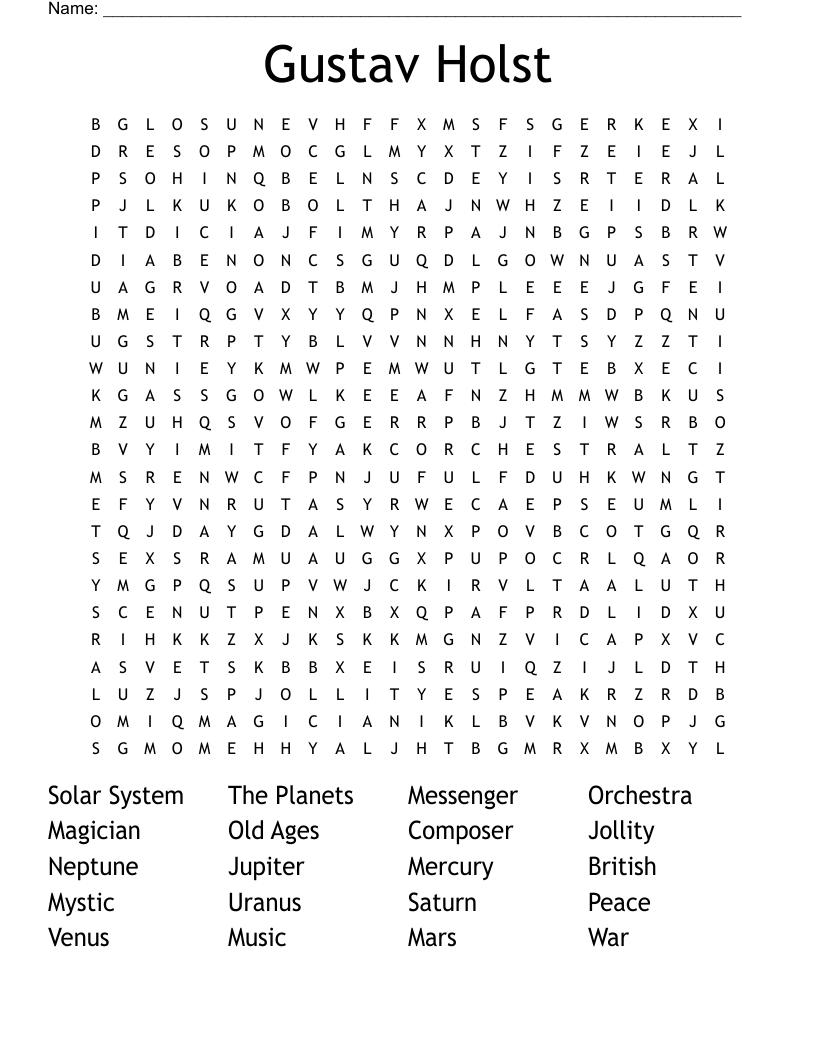 Gustav Holst Word Search WordMint