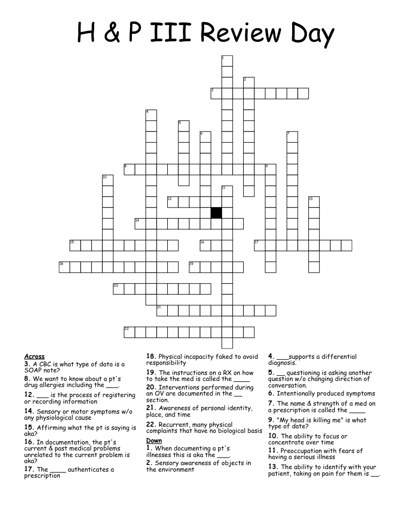 H P III Review Day Crossword WordMint